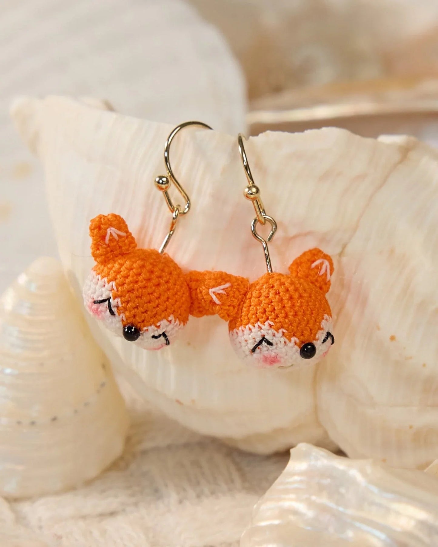 Tiny Fox Micro Crochet Earrings – Adorably Handcrafted Woodland Cuties