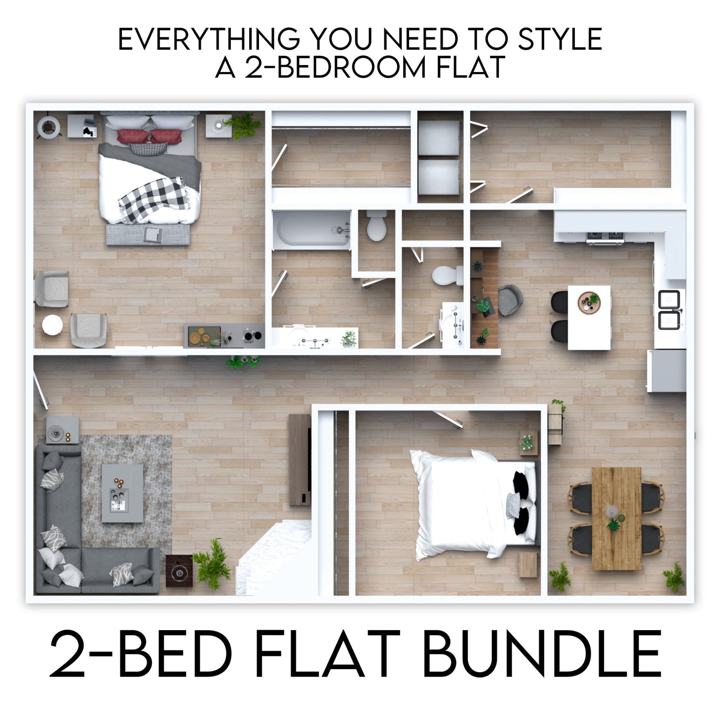 2-Bedroom Flat Wall Art Bundle – Ready-to-Hang Decor for Every Room