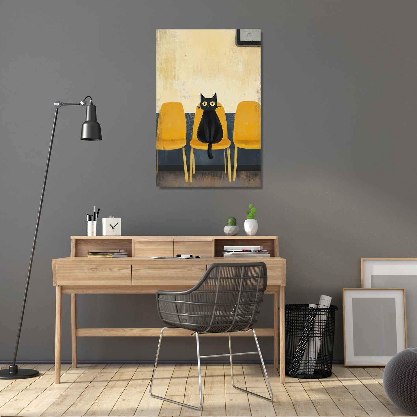 Black Cat Waiting Canvas