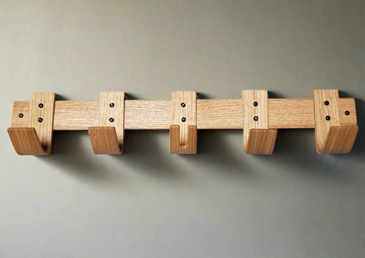 Summer Breeze Oak Coat Rack with Key Storage - 5 Hooks