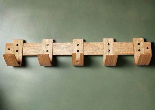 Summer Breeze Oak Coat Rack with Key Storage - 5 Hooks