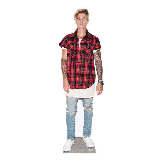 SC2019 Justin Bieber - Black & Red Shirt Cardboard Cutout Height 172cm