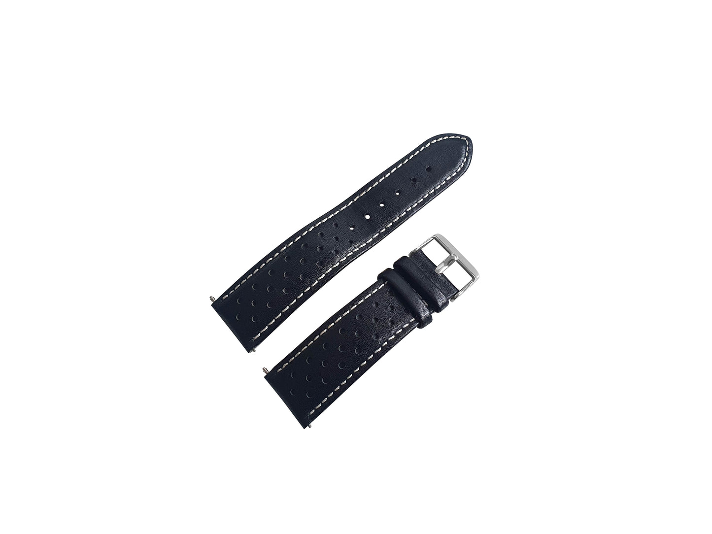 Black Leather Rally Watch Strap