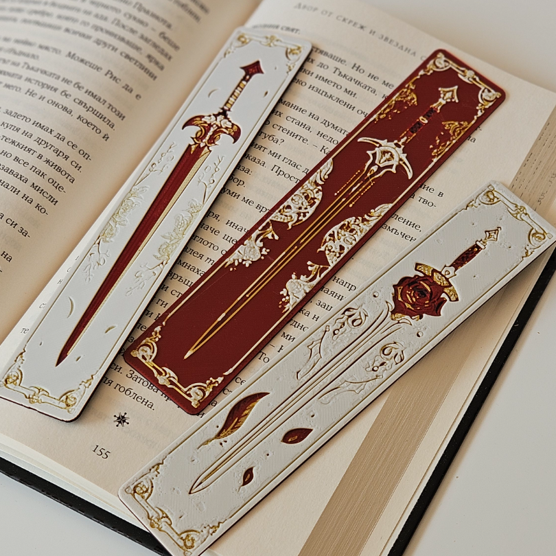 Sword & Floral Bookmark Set – Blades and Blossom Fantasy Book Lover Gift