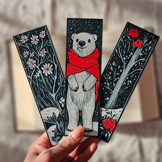 Winter Bookmarks Set – Polar Bear, Snowy Trees & Holiday Magic