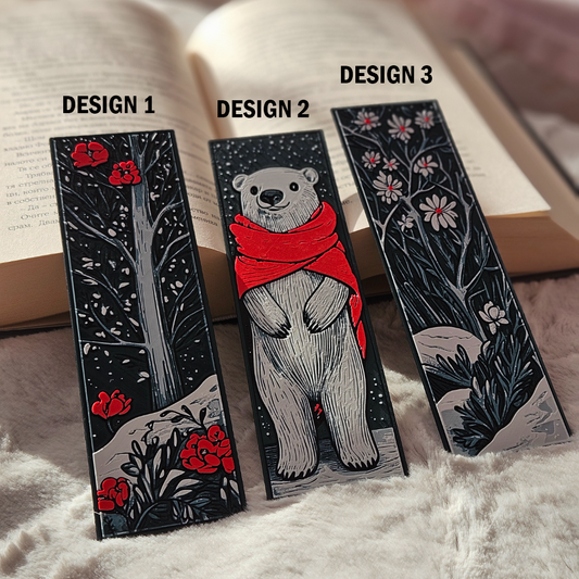 Winter Bookmarks Set – Polar Bear, Snowy Trees & Holiday Magic