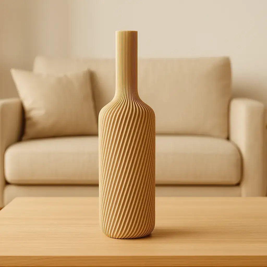 The Wine Vase – Twisted 3D Printed Decor for Dried Flowers