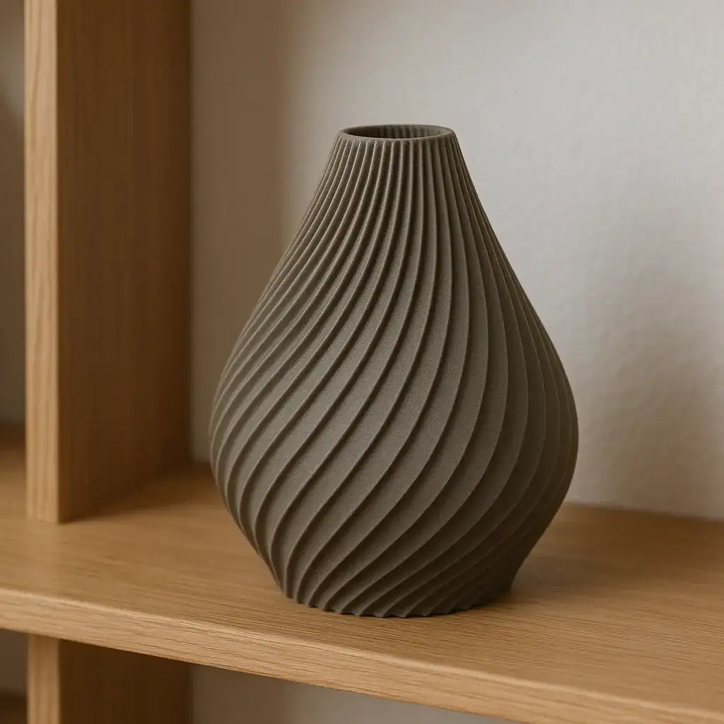 The Spiral Vase – Twisted Teardrop 3D Printed Decor