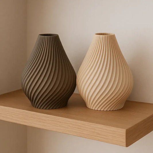 The Spiral Vase – Twisted Teardrop 3D Printed Decor