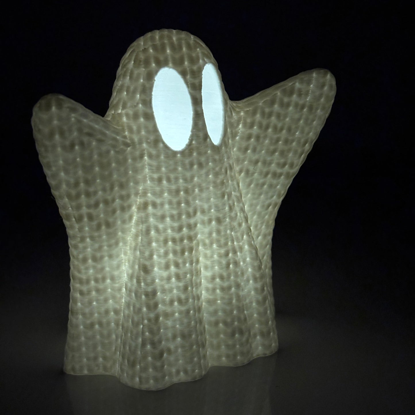 Knitted Style Halloween Ghost LED Tea Light Holder | Cosy Autumn Home Décor | Safe LED Candle Ornament