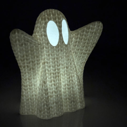 Knitted Style Halloween Ghost LED Tea Light Holder | Cosy Autumn Home Décor | Safe LED Candle Ornament
