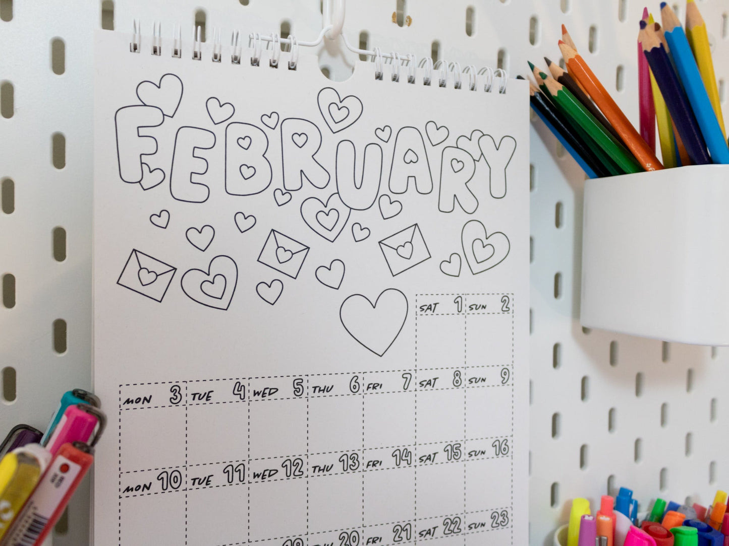 2026 Colouring Wall Calendar with Journal Prompts