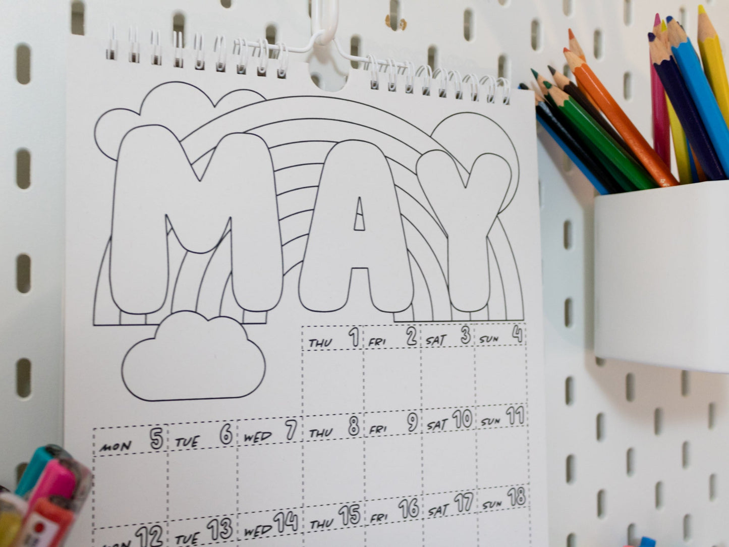 2026 Colouring Wall Calendar with Journal Prompts