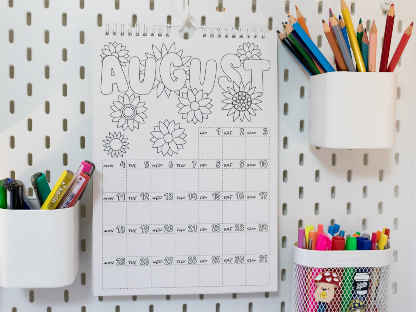 2026 Colouring Wall Calendar with Journal Prompts