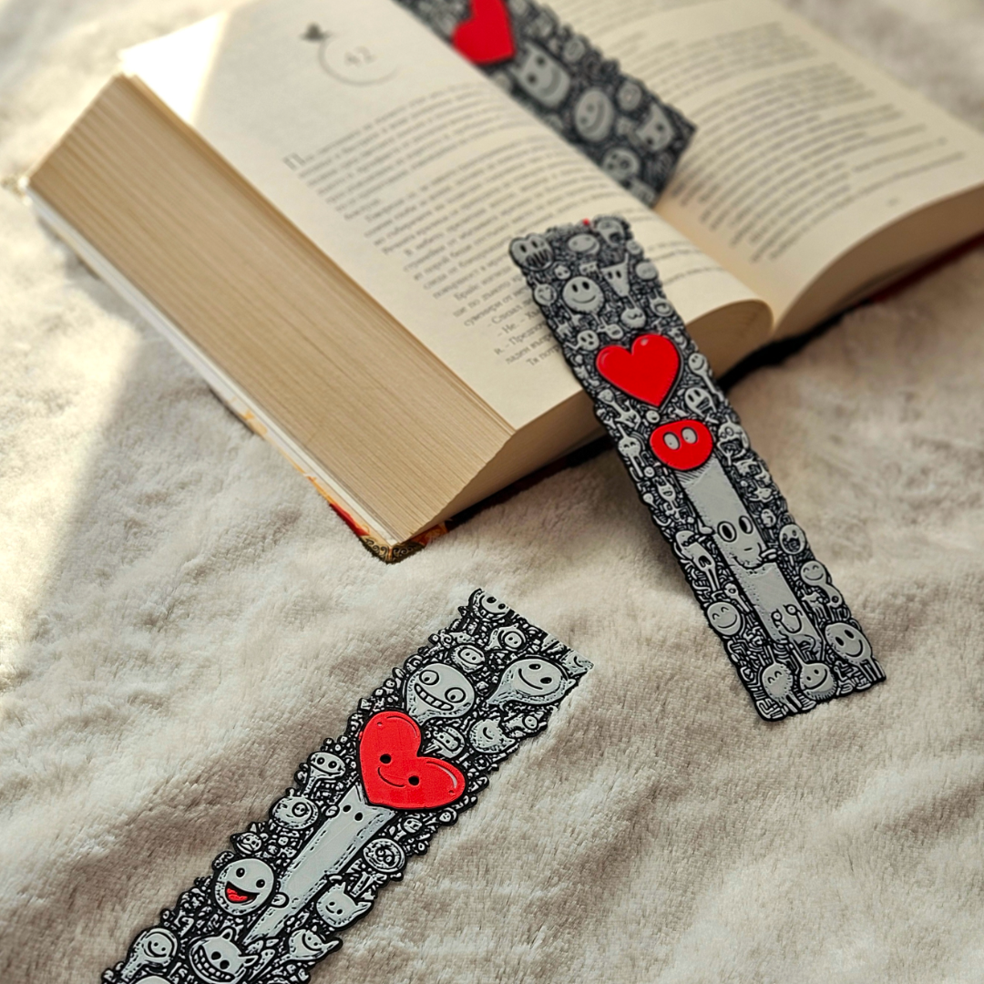 Love Doodles Bookmark Set – Cute Red Heart Bookmark for Book Lovers | Romantic Gift