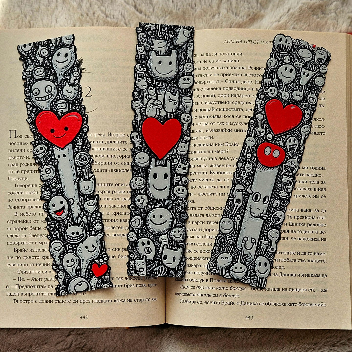 Love Doodles Bookmark Set – Cute Red Heart Bookmark for Book Lovers | Romantic Gift