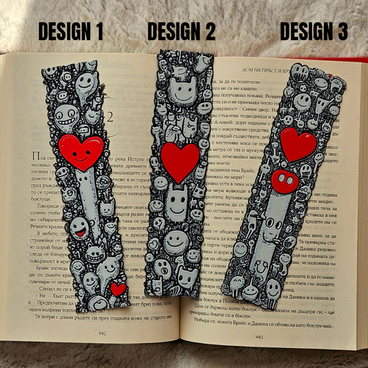 Love Doodles Bookmark Set – Cute Red Heart Bookmark for Book Lovers | Romantic Gift