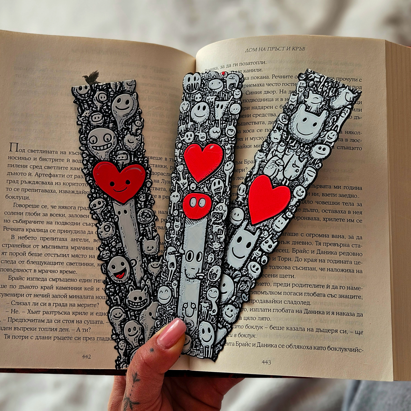 Love Doodles Bookmark Set – Cute Red Heart Bookmark for Book Lovers | Romantic Gift