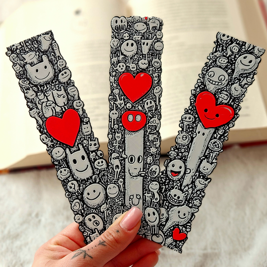 Love Doodles Bookmark Set – Cute Red Heart Bookmark for Book Lovers | Romantic Gift