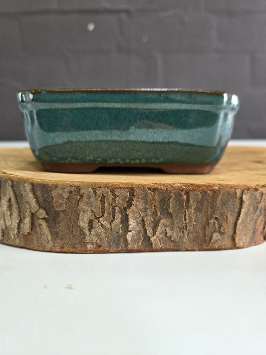 12cm Glazed Bonsai Pot | Rectangle | 12cm x 10cm x 5cm | Light Blue