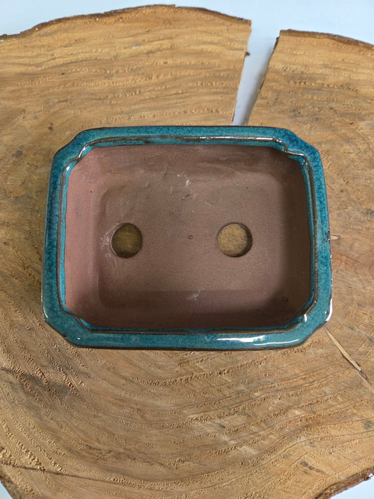 12cm Glazed Bonsai Pot | Rectangle | 12cm x 10cm x 5cm | Light Blue