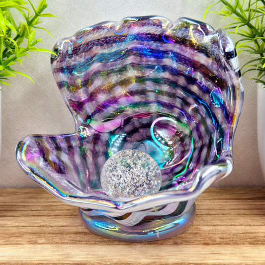Memorial Oyster Shell with Cremation Ashes in Glass Pearl