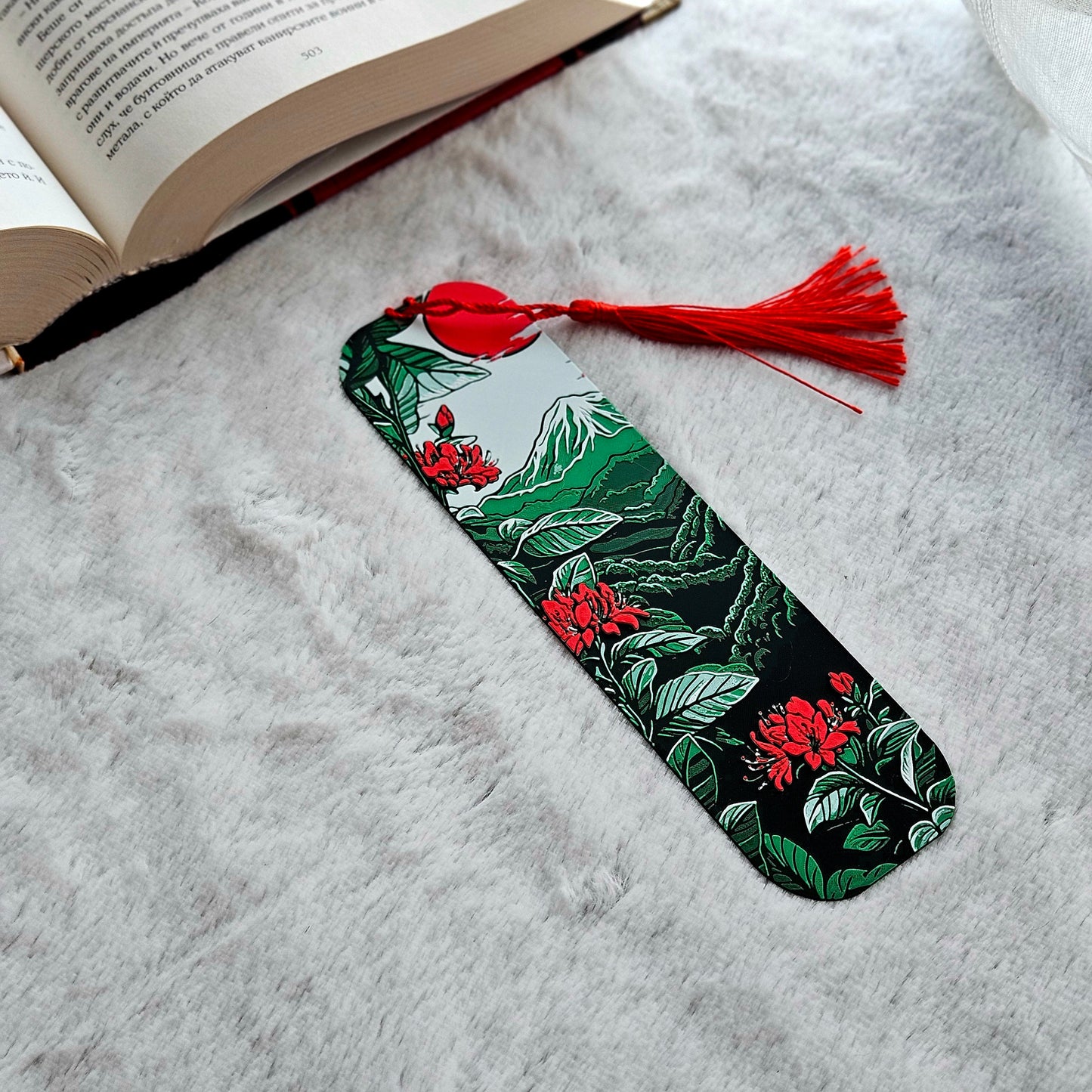 Blossoms of Fuji Bookmark | Japanese Mount Fuji & Cherry Blossom Book Mark | 3D Printed Gift