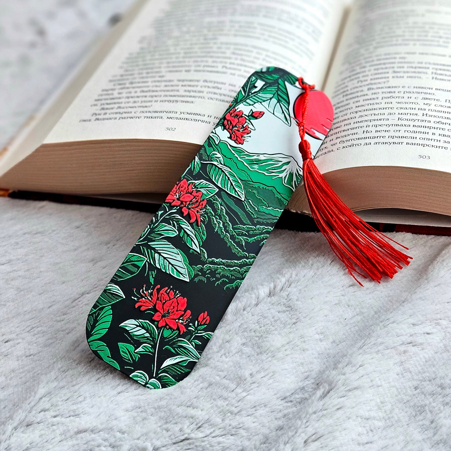 Blossoms of Fuji Bookmark | Japanese Mount Fuji & Cherry Blossom Book Mark | 3D Printed Gift