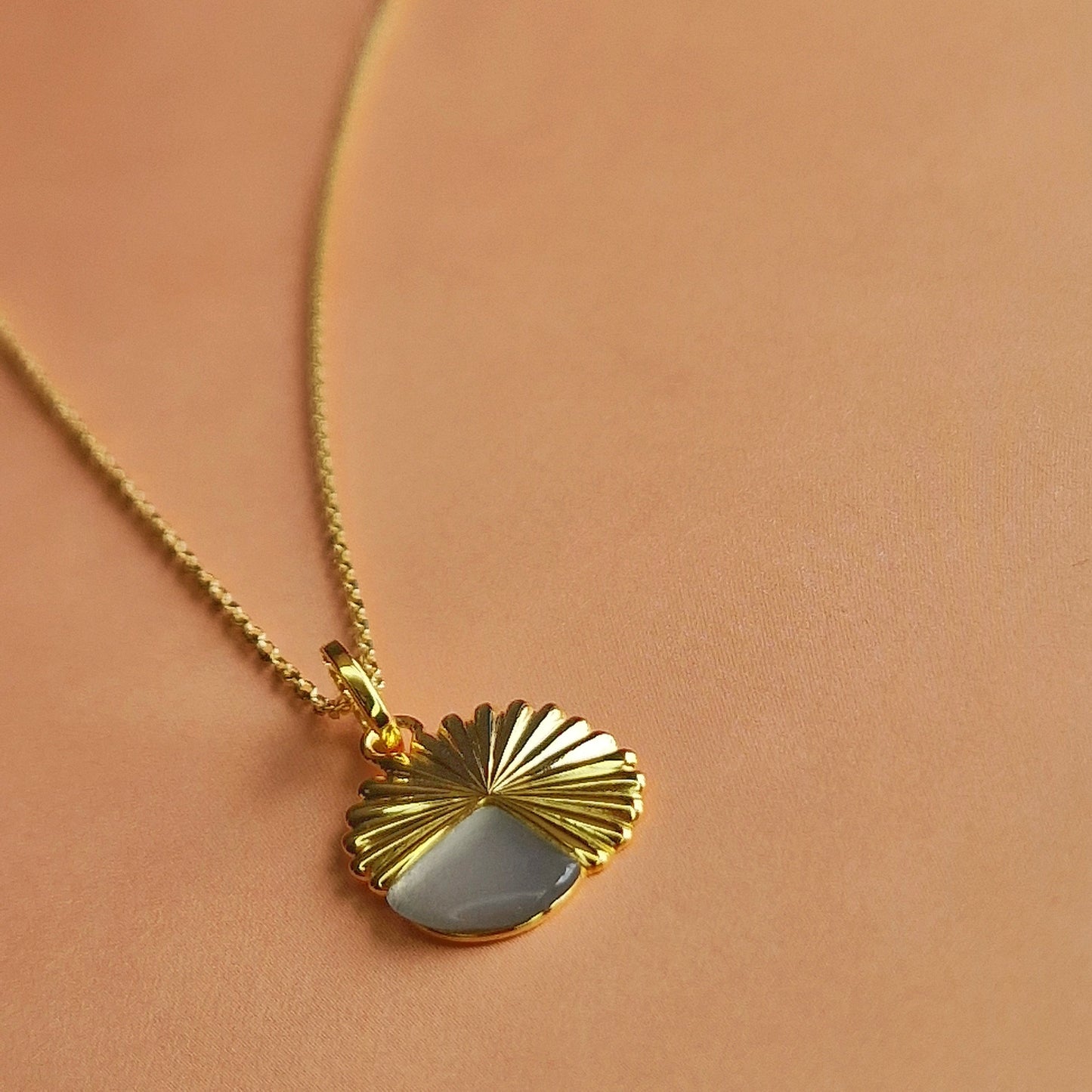 Gold Eclipse Deco Moonstone Necklace