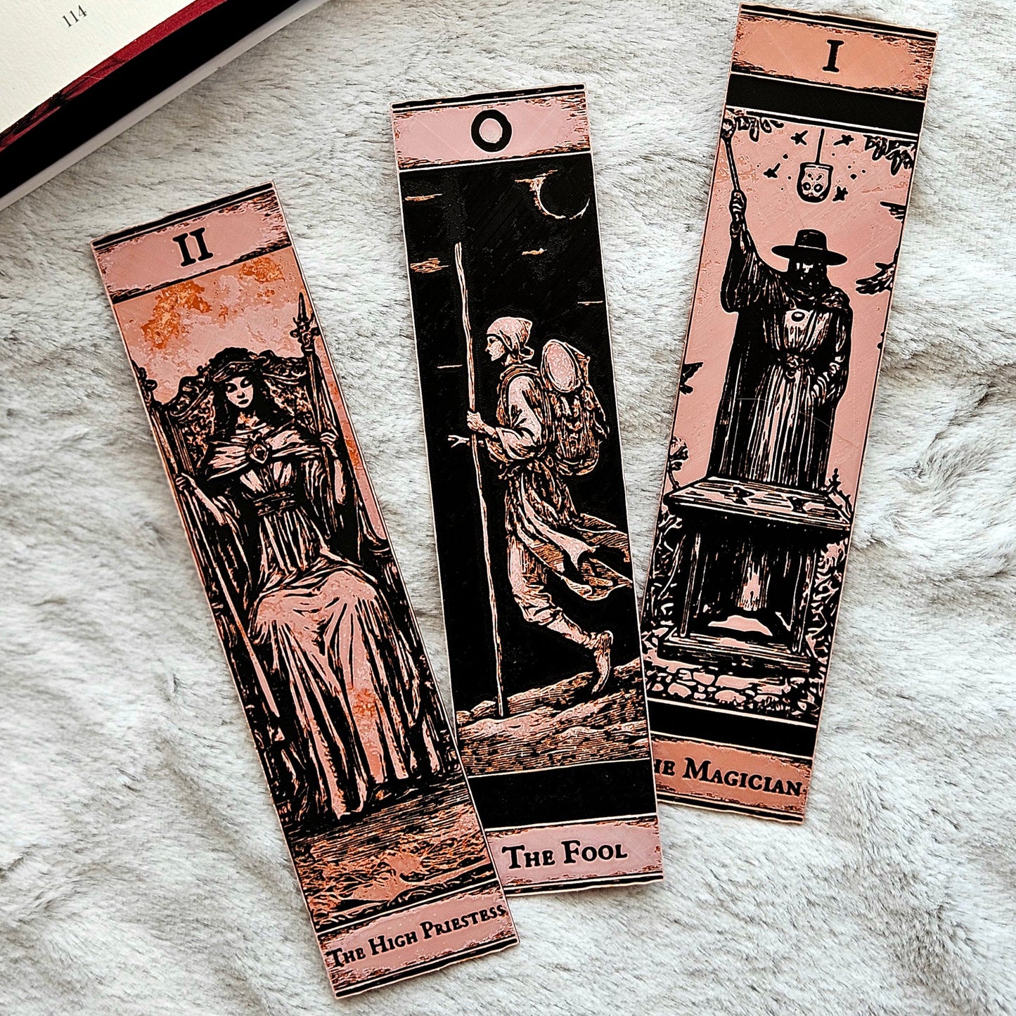 Tarot Bookmarks Set #1 | Gothic Major Arcana Book Marks | The Fool, High Priestess & Magician