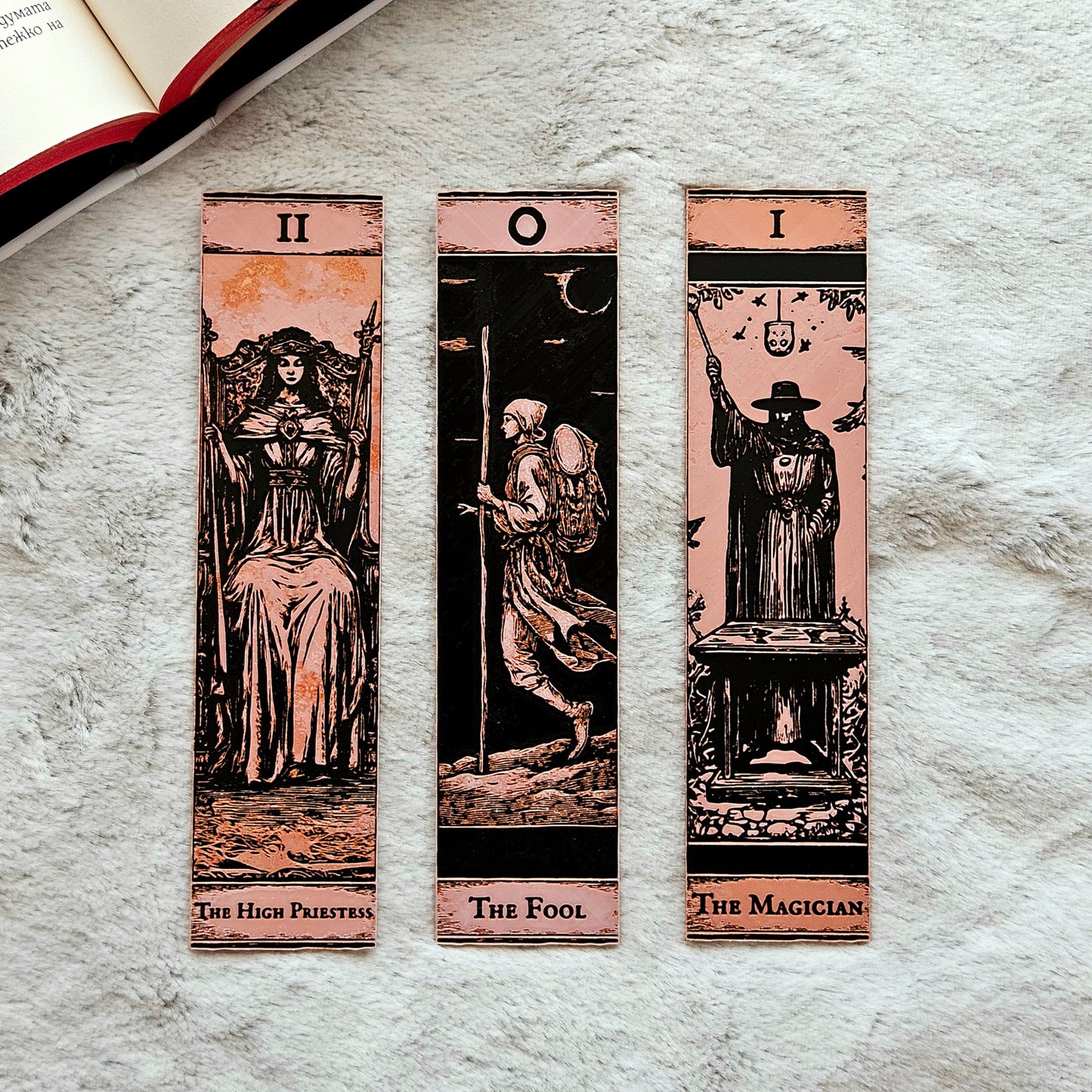 Tarot Bookmarks Set #1 | Gothic Major Arcana Book Marks | The Fool, High Priestess & Magician