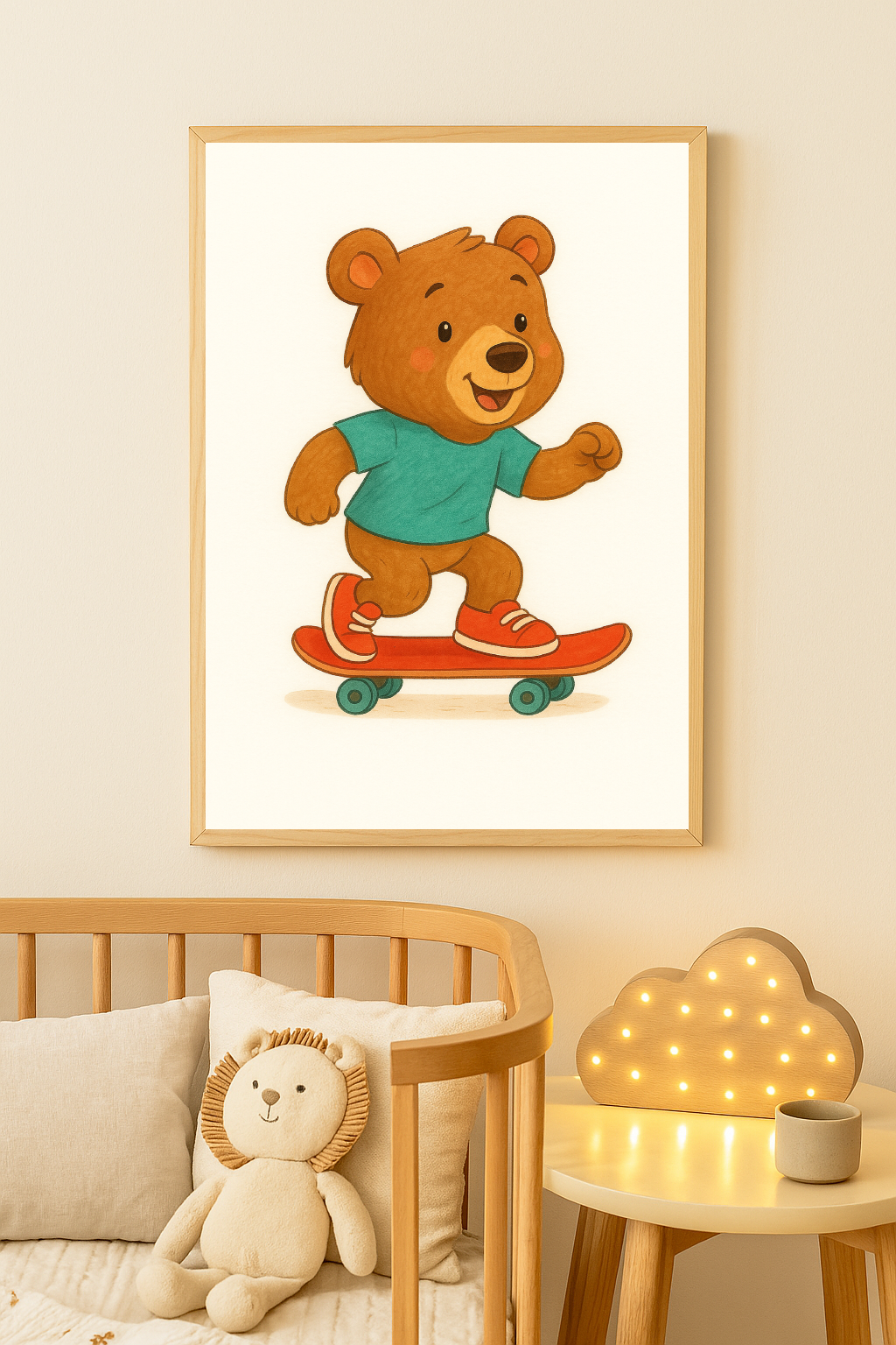 Skater Bear Adventure – Fun Wall Art for Kids’ Rooms