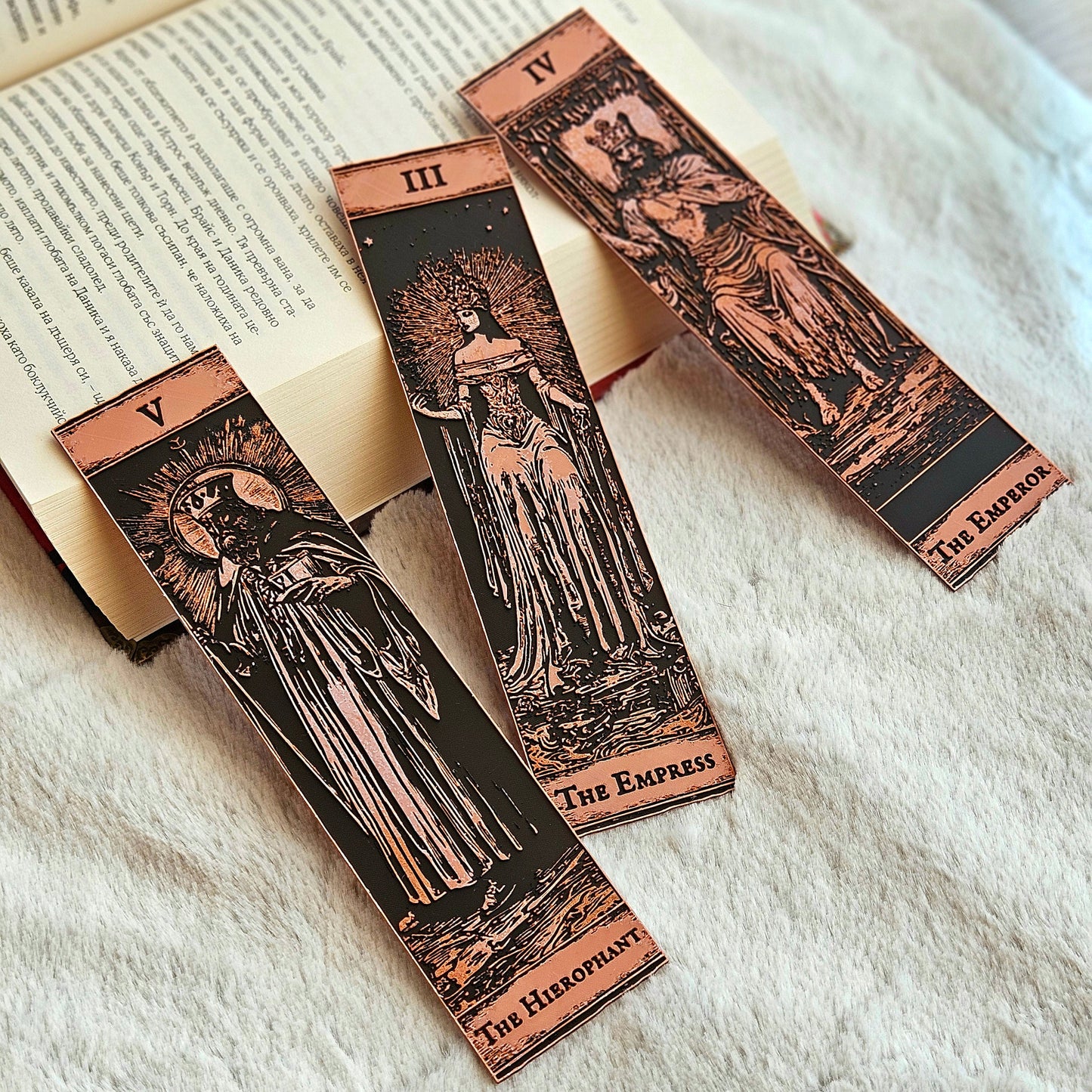 Tarot Bookmarks Set #2 | Gothic Major Arcana Book Marks | The Empress, Emperor & Hierophant | Mystic Gift