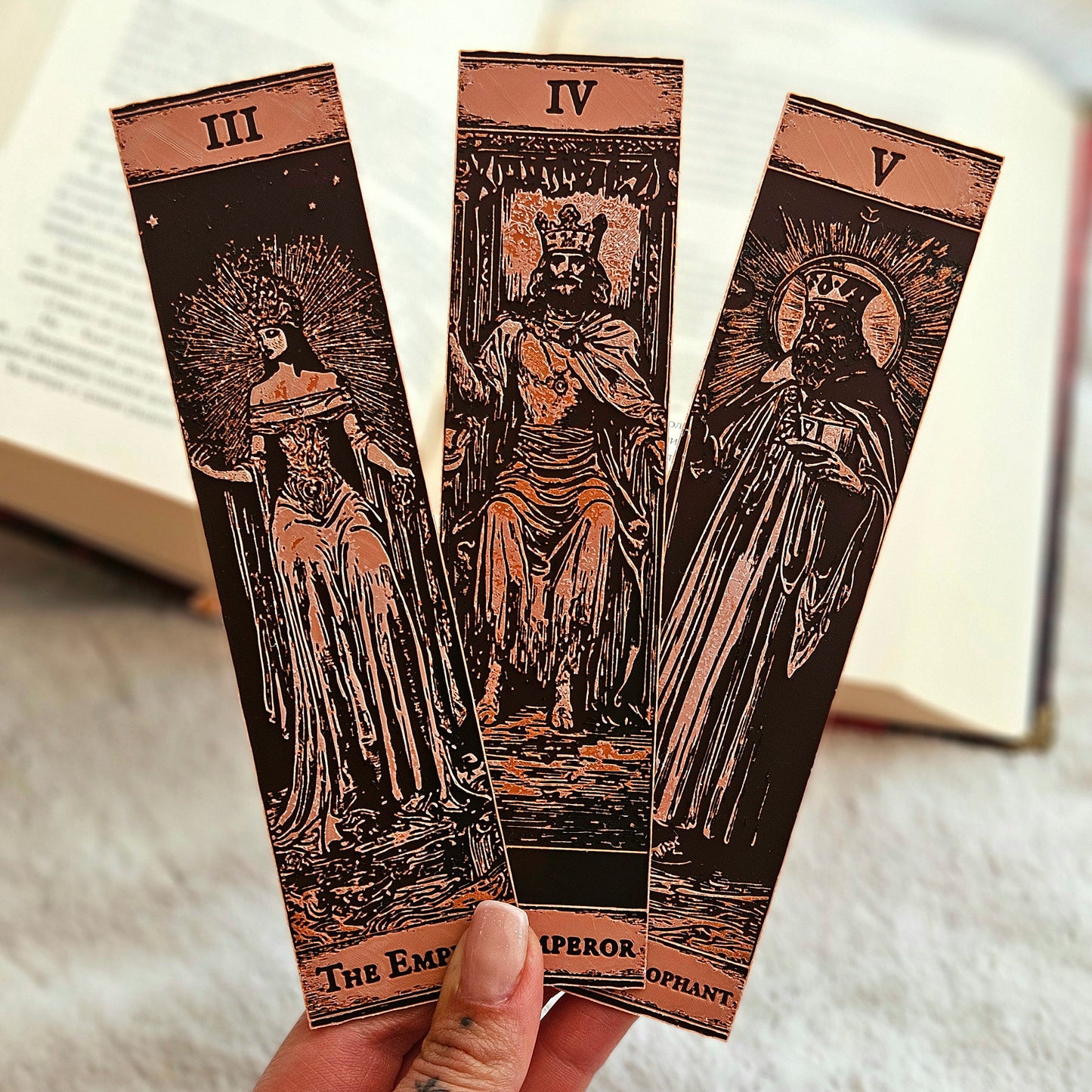 Tarot Bookmarks Set #2 | Gothic Major Arcana Book Marks | The Empress, Emperor & Hierophant | Mystic Gift