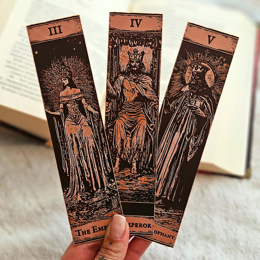 Tarot Bookmarks Set #2 | Gothic Major Arcana Book Marks | The Empress, Emperor & Hierophant | Mystic Gift