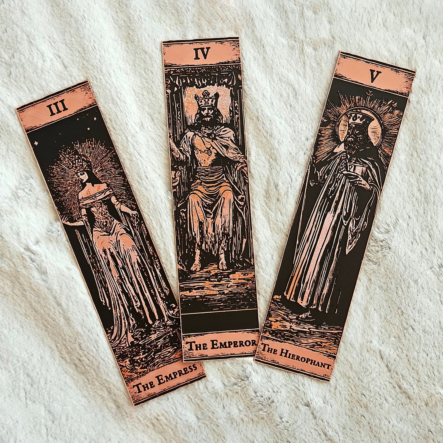 Tarot Bookmarks Set #2 | Gothic Major Arcana Book Marks | The Empress, Emperor & Hierophant | Mystic Gift
