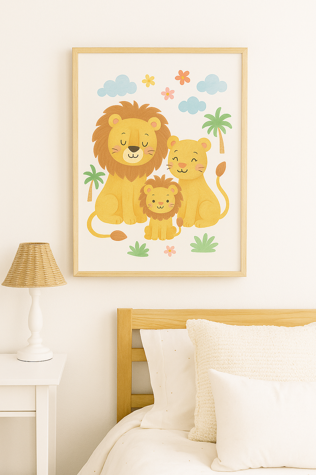 Lion Family Nursery Print – Cute Safari Wall Art for Baby or Kids’ Room