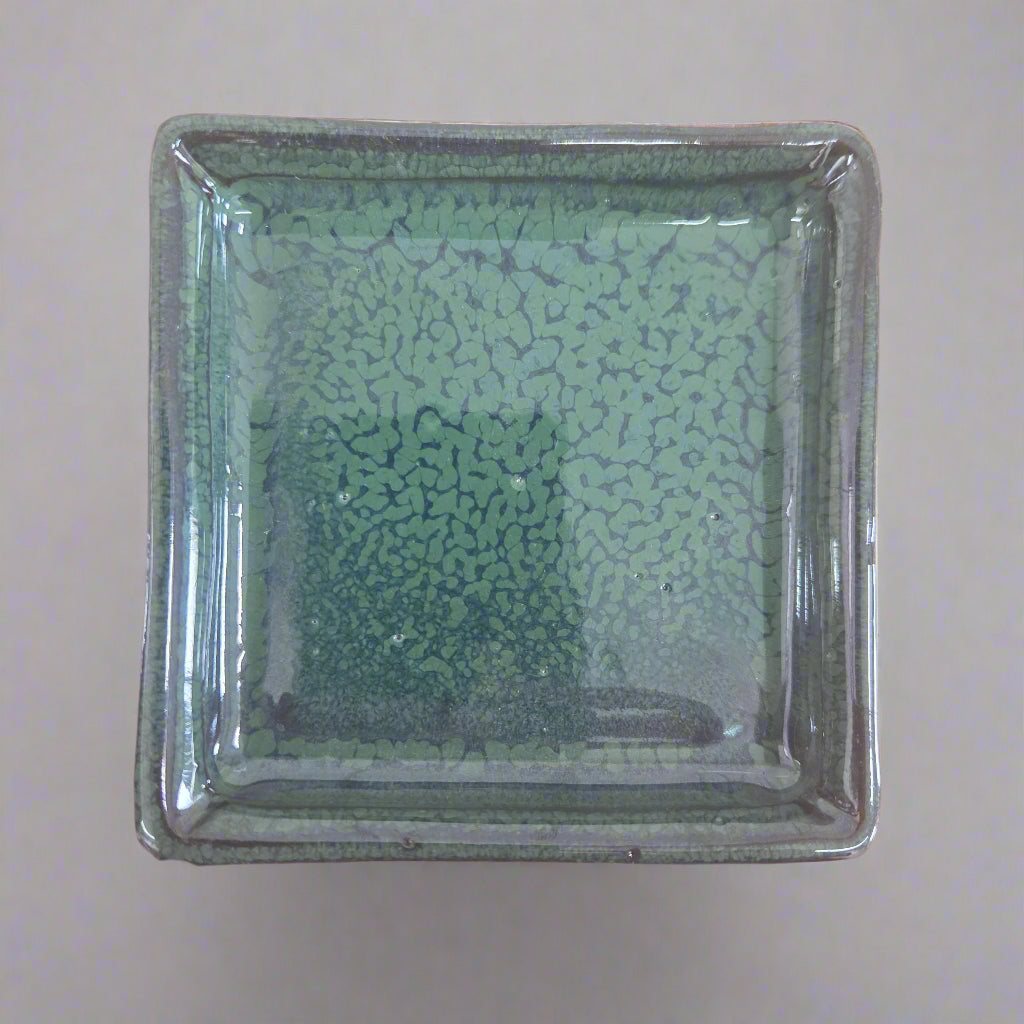 9cm Glazed Drip Tray | Square | Green
