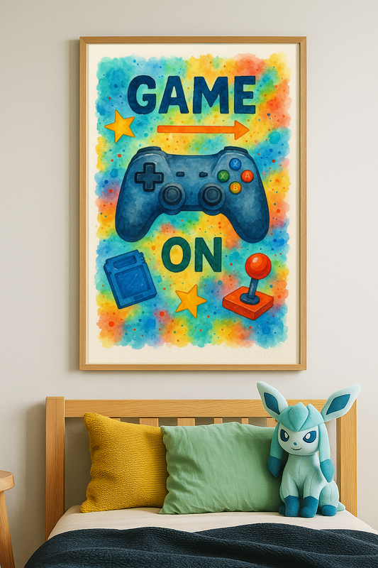 Game On – Colourful Gaming Wall Art Print for Kids' Bedroom or Playroom