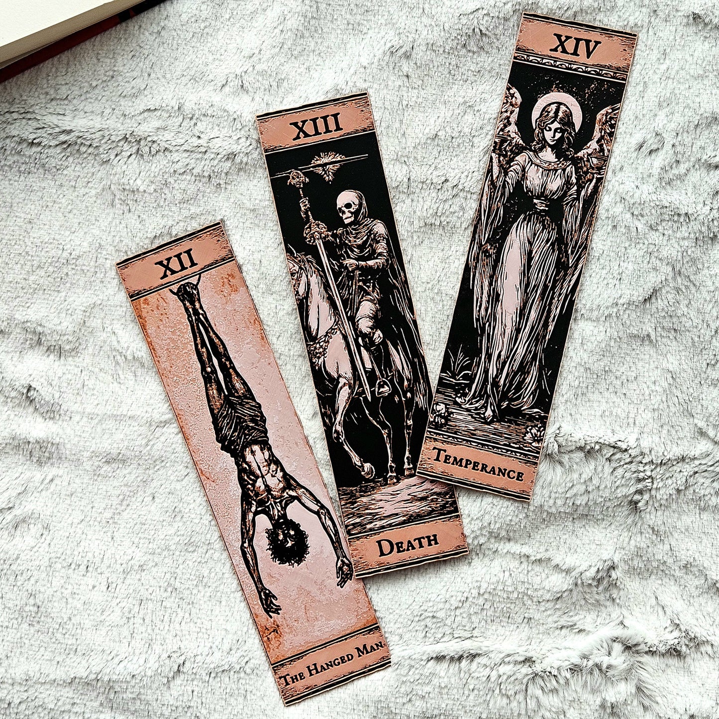 Gothic Tarot Bookmarks Set #5 | Major Arcana | The Hanged Man, Death & Temperance