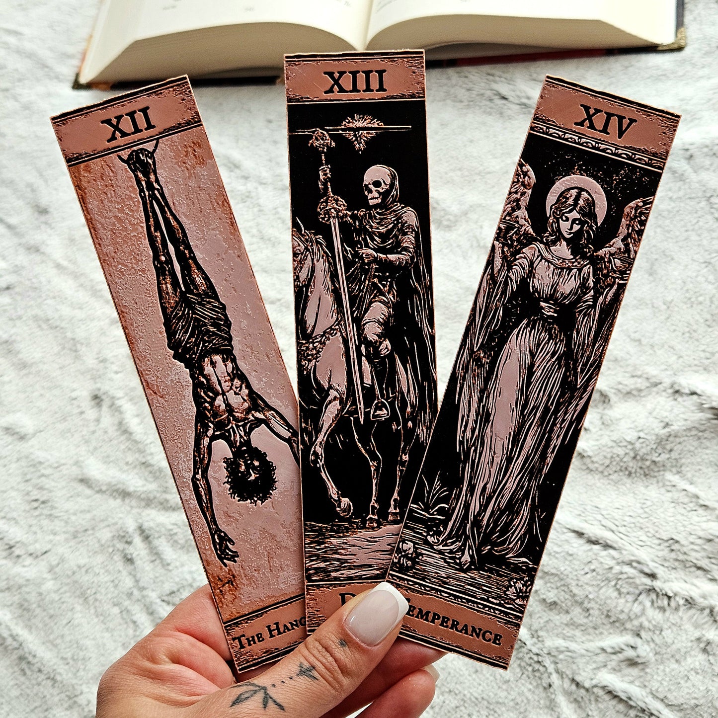 Gothic Tarot Bookmarks Set #5 | Major Arcana | The Hanged Man, Death & Temperance