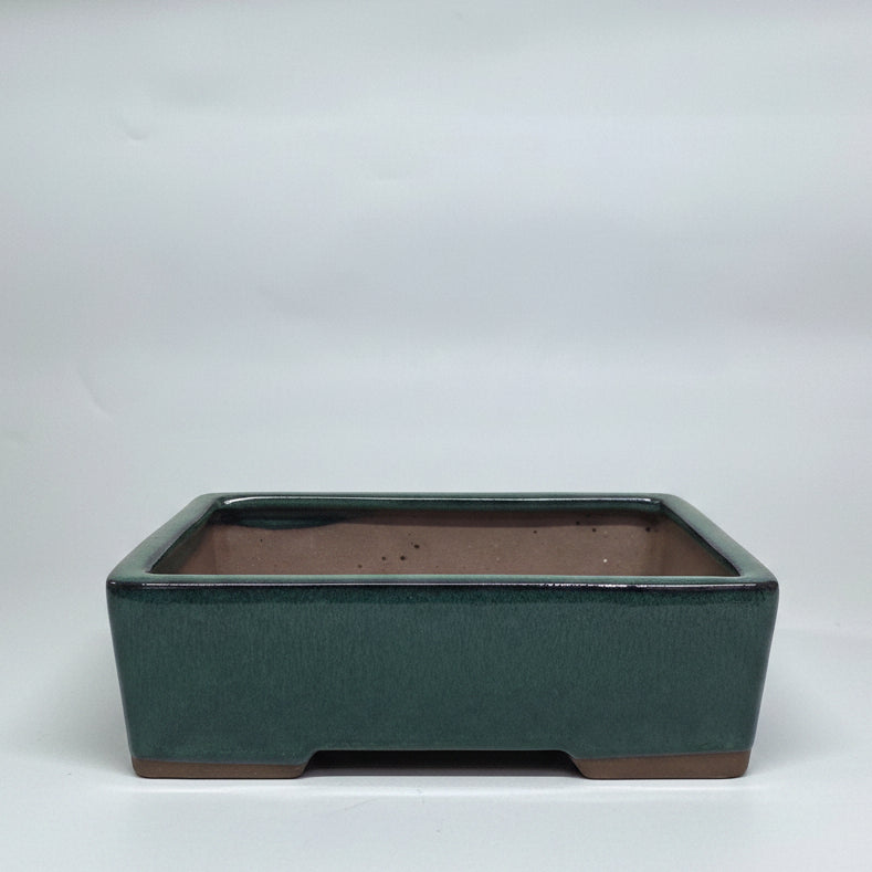 30cm Glazed Bonsai Pot | Rectangle | 30cm x 23cm x 9cm | Dark Green