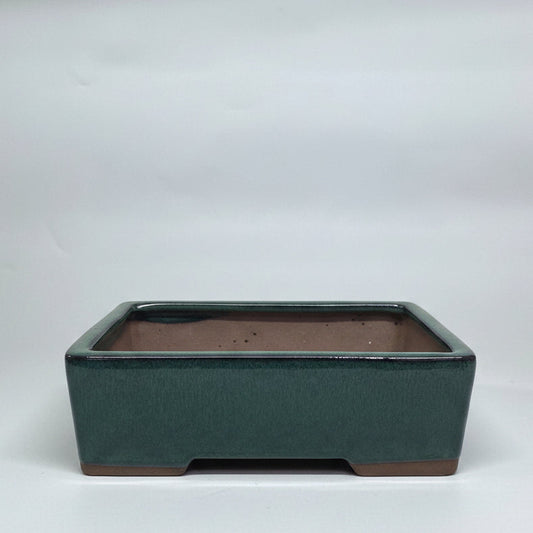 30cm Glazed Bonsai Pot | Rectangle | 30cm x 23cm x 9cm | Dark Green