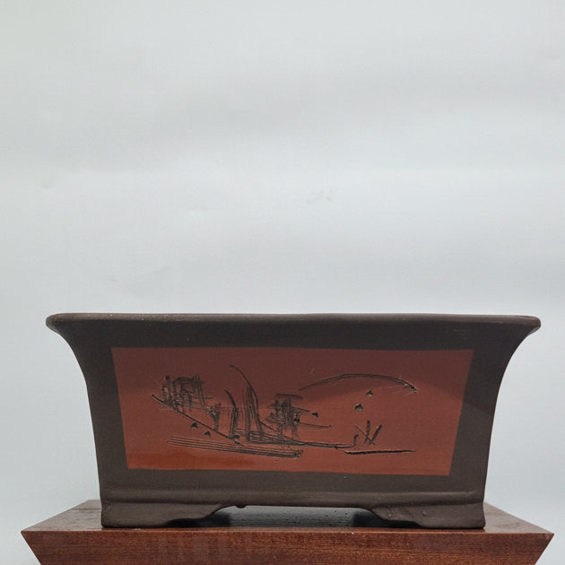31cm Painted Unglazed Bonsai Pot | Rectangle | 31cm x 22cm x 14cm | Brown