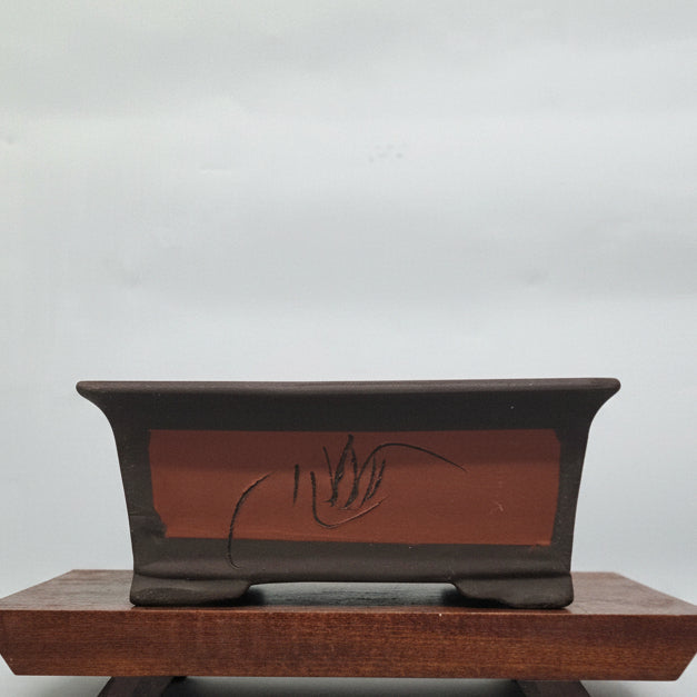 25cm Painted Unglazed Bonsai Pot | Rectangle | 25cm x 17cm x 10cm | Brown