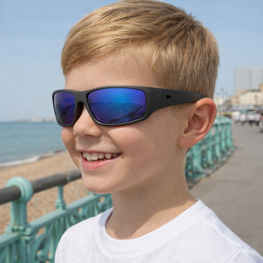 Black Charcoal Kids Sunglasses | REVO Lens | Snug Fit | 6-12 Years