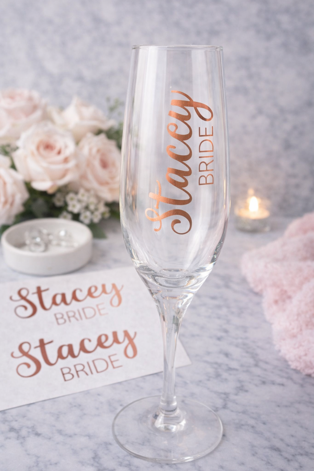 DIY Personalised Wedding Lovely Font - Bride Bridesmaid Maid Of Honour Champagne Flute Decals - Roles & Names Sticker -