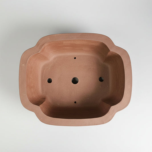 37cm Unglazed Bonsai Pot | Floral | 37cm x 30cm x 13cm | Brown
