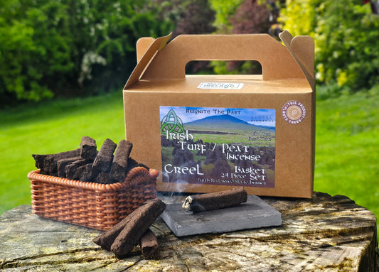 Irish Turf / Peat Incense 'Creel' Basket Set (24 pc) - The smell of Ancient Ireland