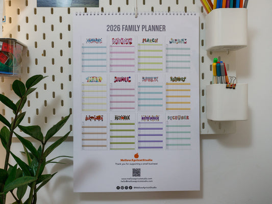 2026 Colourful A3 Family Planner